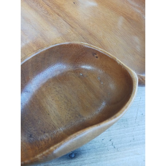 Wooden Monkey Pod Hawaii Chip and Dip Leap Serving Tray, Vintage MCM - Picture 8 of 10